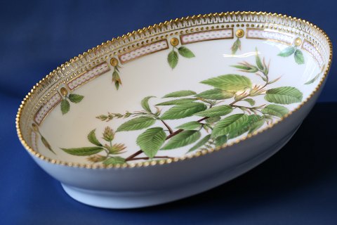 Flad skål fra Flora Danica, antik skål fra før 1900-tallet.