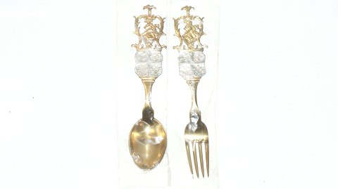 Commemorative Spoon and Fork A. Michelsen, Silver 1914