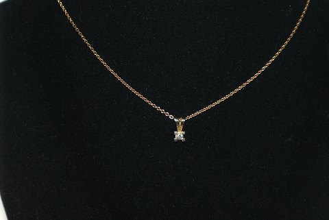 Necklace with Brillant Pendant, Gold 14 Karat