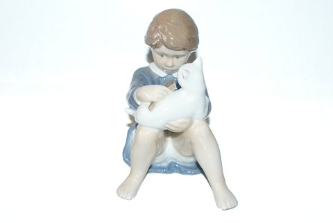 Royal Copenhagen Figurine, Girl with cat