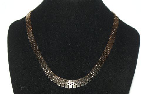 Brick Necklace with Rope, 14 karat gold