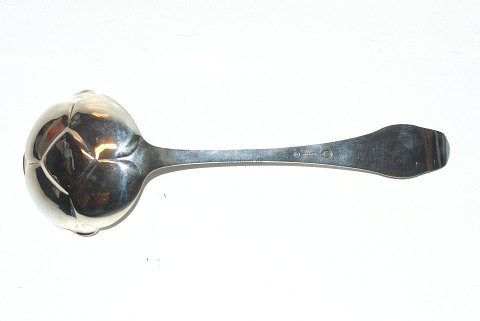 Serving spoon angled leaf Medallion Silver with engraved initials