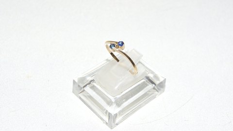 Elegant Damering med blå sten 14 karat guld