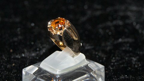 Elegant dame ring med Orange sten 14 karat guld