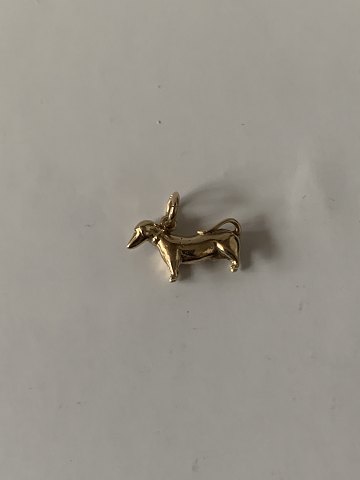 Dachshund in 14 carat Gold
Stamped 585
Measures H. 9.86 x W. 16.00 mm
With reed 12.00 mm