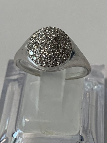 Pandora damering i 18 karat hvidguld, med indlagte diamanter. Stemplet 750 ALE, 
str. 52