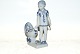 Rare RC Blue Fluted Plain, Girl with Doll wagon