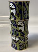 Beautiful Cloisonné vase in deep blue color, with pandas and bamboo.