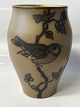 Vase fra L. Hjorth med fugle motiv, Højde 13,5 cm