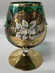 Rømerglas Cognac med blomstermotiv grøn.Højde 12,0 cm.